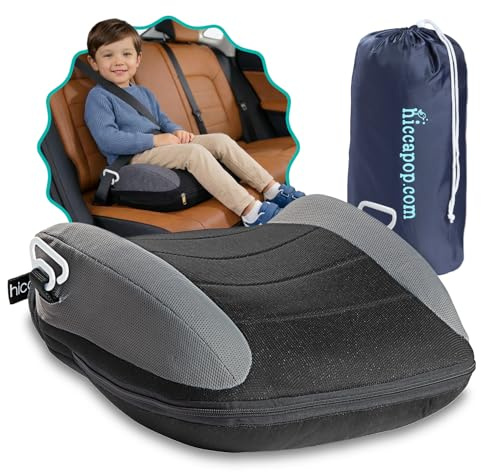 Hiccapop UberBoost Inflatable Booster Car Seat | Blow up Narrow Backless Booster Car Seat for Travel | Portable Booster Seat for Toddlers, Kids, Child | Black/Gray