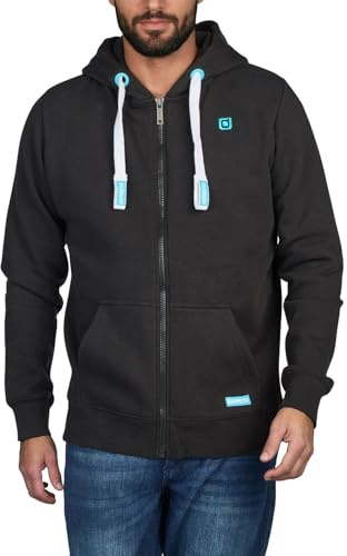 riverso sweatjacka herr med huva dragkedja regular fit RIVNoah huvjacka huvtröja brun röd blå svart grön grå beige S M L XL XXL 3XL 4XL 5XL, Svart (24000), L