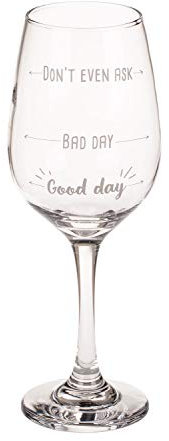 Out of the blue 750116 - Copa de vino (420 ml, aprox. 22,5 cm, en caja de regalo de papel de estraza), diseño con texto Don't even ask