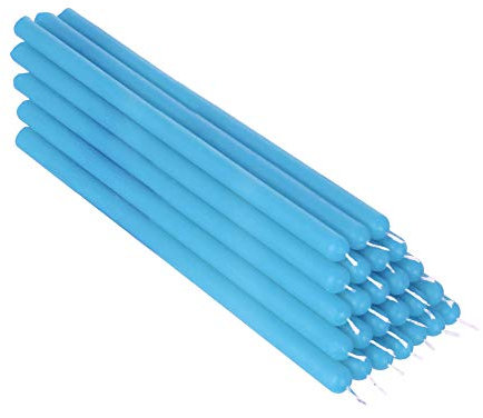 NKlaus 25 x ljusblå paraffinvax 21 cm sotfritt bordsljus färgade påskljus ritualljus bröllopsljus droppljus 36339