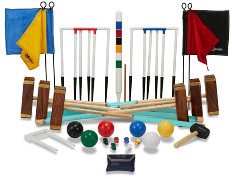 DOCTOR SPORT Croquet Juego - Inglaterra Original Mega Profi - experto oficial en tallas - calidad pesada - Wimbledon Croquet - Juego de jardín de croquet (sin almacenamiento)