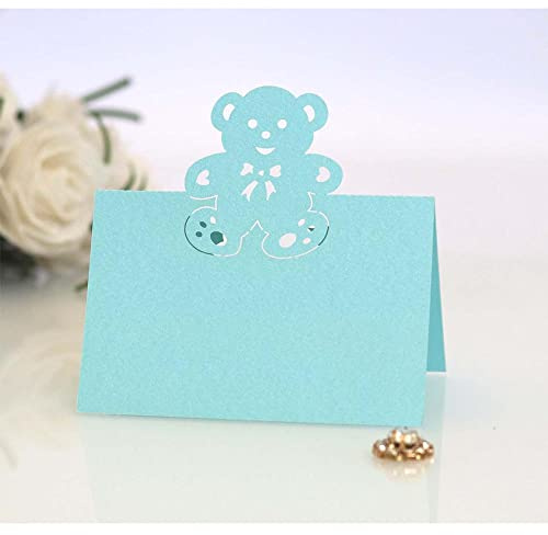 Uteruik Tarjetas de Lugar de Mesa con Forma de Oso, Tarjetas de Ajuste de Lugar, Tiendas de campaña para Bodas, Fiestas de Baby Shower, Eventos, Celebraciones, 50 Unidades (#F)