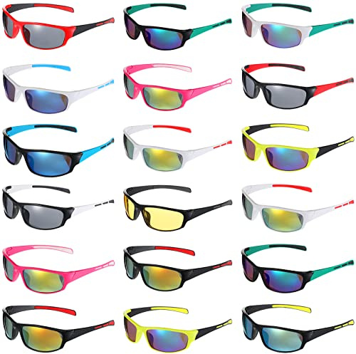 Leumoi 18 Pairs Polarized Sports Sunglasses, Tactical Running Sunglasses, Flexible Frame Driving Shade Motorcycle Glasses for Men Women Youth, Assorted Colors