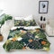 ANHOPE Tropical Duvet Cover Set Soft Lightweight Microfibre 3 Piece Bedding Set with 2 Pillowcase Tropical Jungle Plant Flower Palm Leaf Print Pattern All Season Quilt Cover with Zipper Closure Single