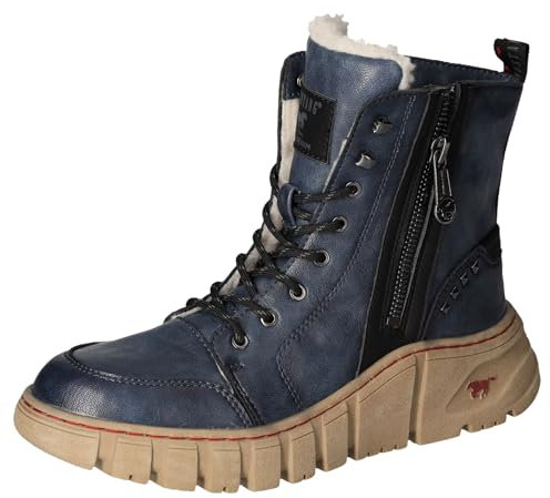 MUSTANG Damen Stiefelette sportlicher Plateau Boot warm Reißverschluss 1499-602, Größe:37 EU, Farbe:Blau
