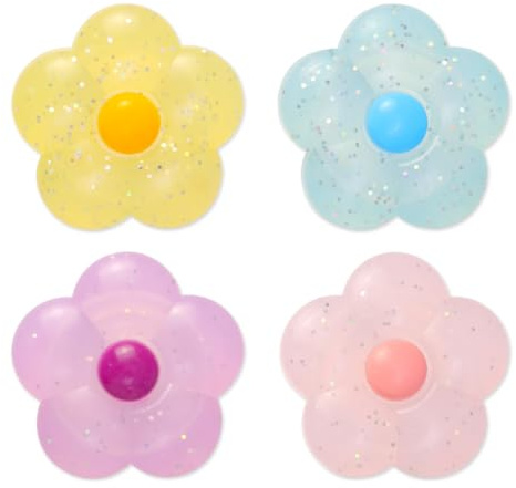 PERFECTSIGHT Cute Glitter Flowers Thumb Grip Caps for Switch 2, PS5, PS4, Xbox Series X/S, Xbox One, Switch PRO Controller, 4PCS Kawaii Soft 3D Analog Thumbsticks Grips Joystick Cover