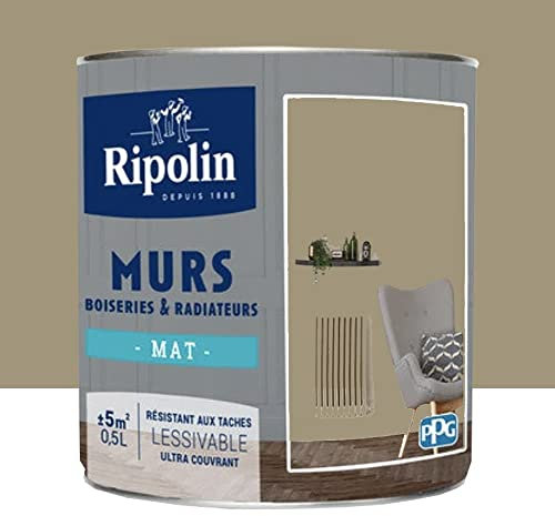 RIPOLIN Peinture Murs, Boiseries, Radiateurs Beige Peul Mat 0,5 L