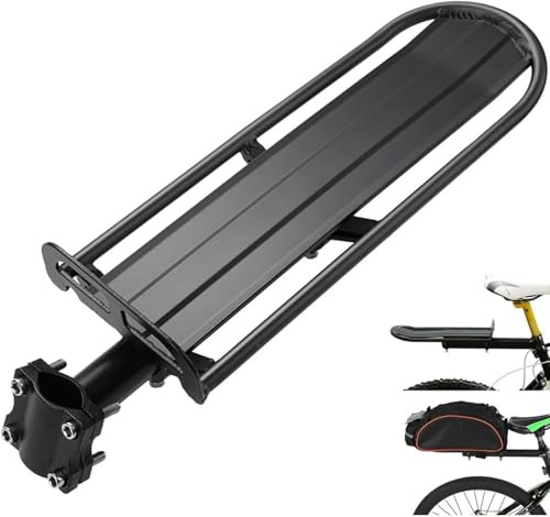 CMLLING Bicycle Luggage Cargo Carrier, Aluminum Alloy Retractable Bike Luggage Stand,Adjustable Bike Rear Rack, 22Lbs Capacity (Black)