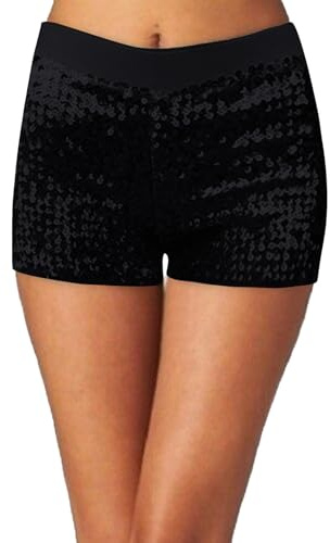 Generisch Hot Pants Hotpants - Pantaloncini da Donna, Colore Nero, Sexy, da Donna, Elasticizzati, a Vita Corta, in Tinta Unita, Leggeri e ariosi, Nero, S