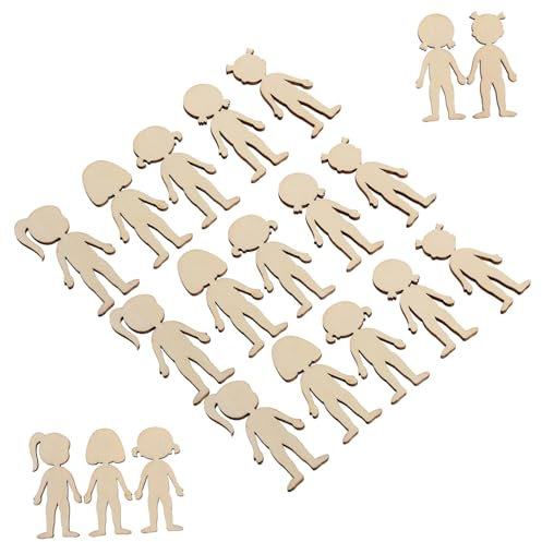 DOITOOL 50 Pezzi Di Trucioli Di Legno Ritagliati Sottili E Larghi Per Lavori Artigianali In Tiglio Verniciabili In Materiale Naturale Piccole Sagome Di Persone In Miniatura Per
