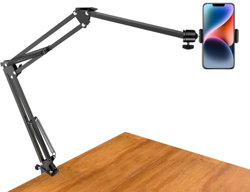 YIYANT Largo Brazo Articulado de Soporte para teléfono Movil Celular,Soporte de Video Brazo articulado,Rotación de 360°, Flexible, para fotografía Plana, Grabar vídeos o transmisión en Vivo-Black