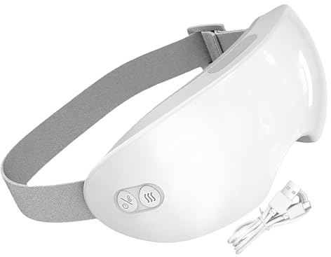 Masajeador de ojos – Masajeador de ojos recargable y vibración, antifaz para dormir para ojos hinchados | Terapia de ojos calmante, alivio del estrés, cuidado de los ojos, viajes