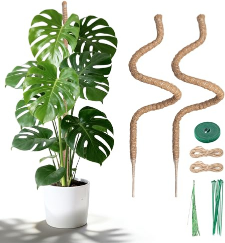 Mcbazel 2Pack 120cm Coir Poles for Climbing Plants – Flexible & Bendable Coconut Coir Supports for Monstera, Pothos & Indoor Plants with Complete Support Kit