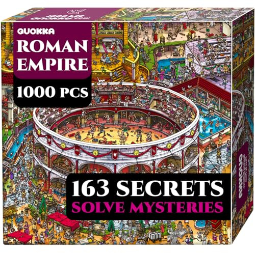 QUOKKA 1000 Piece Puzzle for Adults – Roman Empire Colosseum Jigsaw – Premium Thick Cardboard, Low-Glare Finish, 163 Hidden Mysteries, 2 Secret Envelopes for Immersive Experience