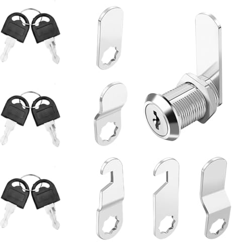 20mm Cabinet Lock, Premium Cam Lock with 6 Keys and 5 Different Lock Plates