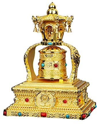 Bordsskivor, Premium-snurrande bönehjul med 4 vindklockor, tibetanskt Tyst soldrivet buddhistiskt, for bilinredning