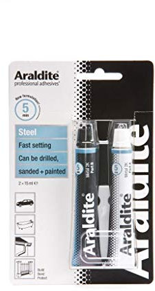 Adhésif rapide ARALDITE Colle pour métal en acier inoxydable et acier 2 x 15 ml tubes