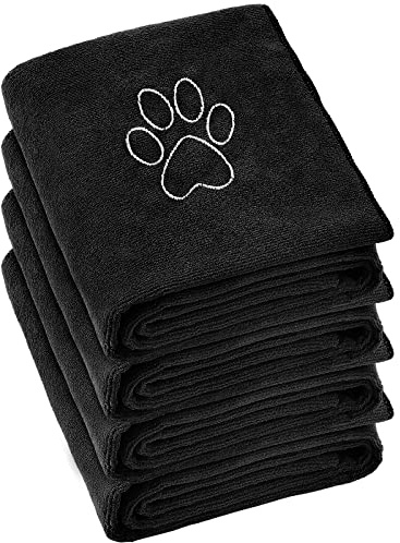 Chumia 4 Pcs Dog Towels for Drying, 30 x 50 Inch, Black