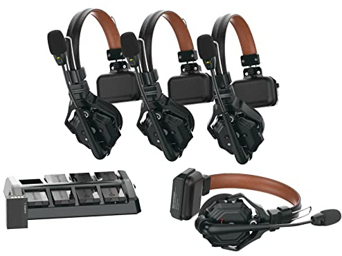 Hollyland Solidcom C1 Pro Wireless Intercom System ENC Geräuschunterdrückung Full Duplex 4 Nutzer 350m Teamkommunikation PTT Mute Single Headset für Kirche Drohne TV Film Produktion 1 Master&3 Remote