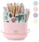 SKYDUE Schreibtisch Organizer, 360 Grad Stiftehalter Drehbar, Stifte Organizer Mit 5 Fächern, Stiftehalter Schreibtisch Für Büro, Schule, Zuhause(Hellrosa)