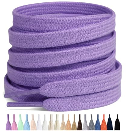 Stepace 2 par platta skosnören av 100% bomull,8 mm breda slitstarka skoband för sneakers,sportskor,löparskor