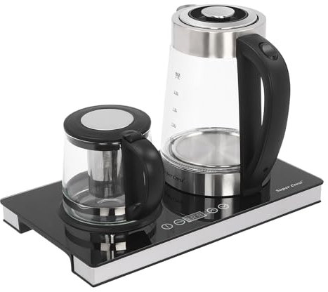 Wasserkocher mit Temperatureinstellung, 2.5L+1L Glas Teekocher Multifunktionaler Elektrischer Teezubereiter mit Teesieb 1800W