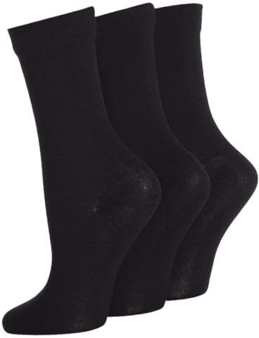 COSHAL® 3 par män Bigfoot diabetesstrumpor bred topp mjuk manschett ankel icke-elastiskt grepp ödema vänlig svullna fötter icke-bindande cirkulerande strumpa UK storlek (11-14), Svart (3 par), 45-48