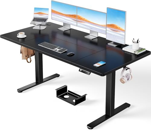 ErGear Electric Standing Desk-160 x 80 cm-100kg Load Capacity Height Adjustable Desk with Advanced Brushless Motor,Quiet Operation, Sturdy Metal Frame,Four-part Tabletop