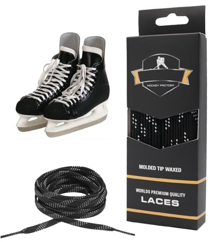 ETUCYNG Lacets de skate de hockey, double tresse, lacets de skate cirés renforcés, excellents accessoires de patinage en ligne, patins à glace, patins de hockey et, Noir, 96