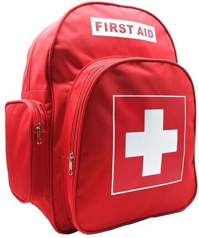 Red Emergency Backpack First Aid Bag Empty Medical First Aid Back Pack Treatment Trauma Bag for Paramedics Hiking Camping Daycare Vacation Outdoors Pet Dog Cat Travel Road Trip Cycling Riding (Red)