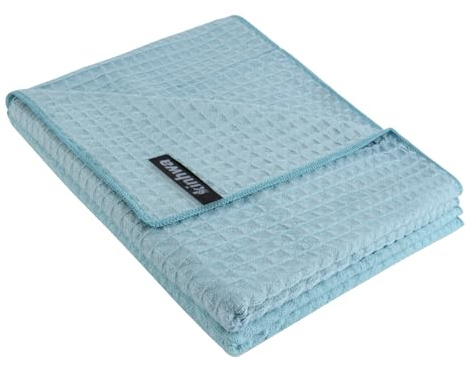 KinHwa Lote de 2 Toallas de Microfibra | Suaves, Ligeras y ultraabsorbentes | 50 cm x 100 cm | Secado rápido y antibacterianas | Azules