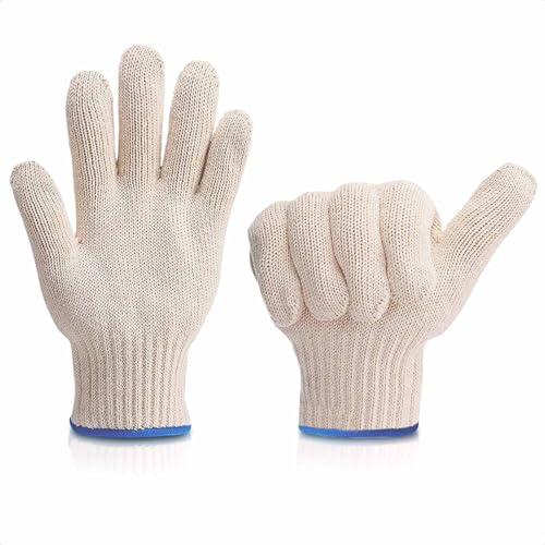 2Pcs Oven Gloves with Fingers, Baking Heat Resistant, Resistant Hot Surface Handler Heat Proof Gloves, Double-Layer Non-Slip Reusable for BBQ Cooking Grilling