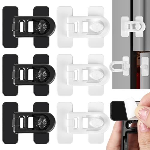 6 Stück Kindersicherung Schrank, Kindersicherung Schubladen, Strong Adhesive Schranksicherung No Drilling Schubladensicherung Baby, Schrankschloss für Schränke und Schubladen, Kühlschrank