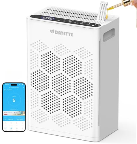Luftreiniger Allergiker für Wohnung, HEPA H14 Filter mit waschbarem Vorfilter gegen Zigarettenrauch, Schimmel und Gerüche, CADR 300m³/h, App- und Alexa-Steuerung