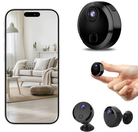 XAVURO Mini Caméra WiFi 1080P, Caméra de Surveillance Intérieure sans Fil avec Détection de Mouvement et Vision Nocturne, Caméra pour Voiture/Maison/Enfants (Noir)