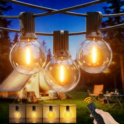 Yuusei Outdoor Garden Lights Mains Powered, 200FT/60M with Remote, IP45 | Waterproof Festoon String Lights, 78+4 G40 LED Shatterproof Globe Bulbs for Wedding & Party, Outside Pergola Gazebo