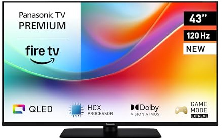 Panasonic Premium TV-43W85BEZC, W85B-serien, 43 tum, 4K Ultra HD QLED Smart TV, 120Hz, Fire TV, Dolby Vision och Atmos, Game Extreme-läge, Alexa-stöd, Apple, Bluetooth, svart