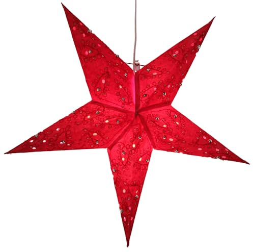 GURU SHOP Vikbar adventsbelyst pappersstjärna, julstjärna 60 cm - Platonröd, stjärnfönsterdekoration