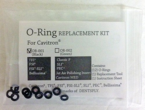 Plasdent OR-001 Kit O-Ring di ricambio per Desply Cavitron Tips Nero in Colore 12 O Rings 1 Kit di installazione 12/pk, Mescola a base di gomma