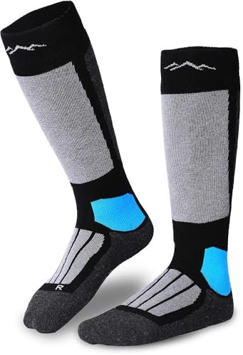 gipfelsport Skisocken für Kinder, Herren und Damen - Dicke Socken aus Merinowolle, warme Merino Snowboardsocken, 1x Paar Skistrümpfe, Schwarz, Größe 32-35