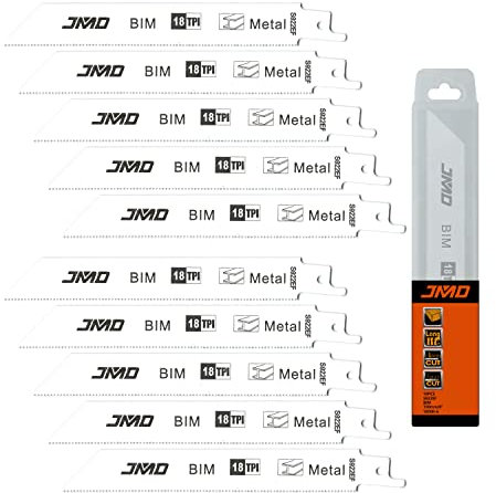 JMD 10 Pièces S922EF Lames de Scie Sabre pour Le Métal BIM 150mm 18TPI Lames de Scie Alternative Compatible avec Bosch Dewalt Makita etc