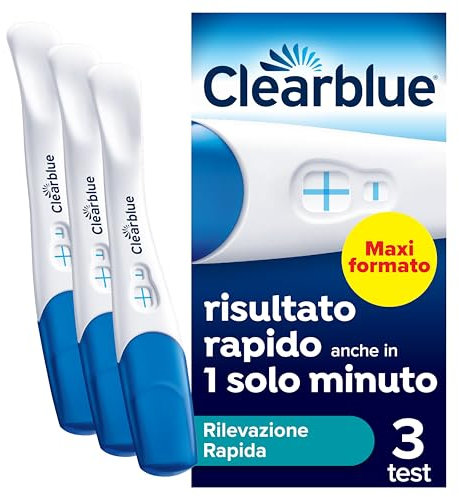 Test di Gravidanza Clearblue Rilevazione Rapida Maxiformato, Risultato Rapido, anche in 1 minuto*, 3 Test