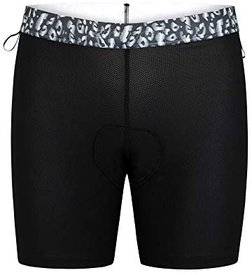 Ziener Damen Nekia X-Gel Fahrrad-Unterhose/Rad-Innenhose/Mountainbike-Unterwäsche - sehr atmungsaktiv|gepolstert|schnelltrocknend|elastisch, Black Leo, 46