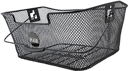 P4B | Hinterradkorb - 40 x 30 x 17 cm | Mit ergonomisch geformtem Kunststoffgriff | Engmaschiges Stahlgeflecht | Fahrradkorb hinten schwarz