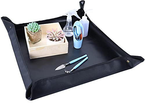 Nwvuop Plant Repotting Mat Waterproof Planting Mat Indoor Portable Potting Trap Plant Transplanting Mat for Succulent Plants Black