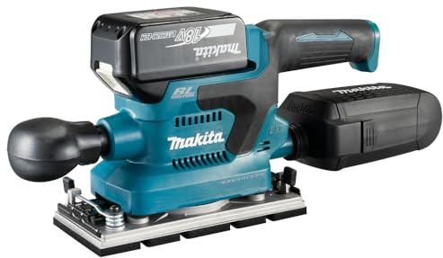 Makita DBO380RTJ 18V Li-ion LXT Levigatrice per finitura brushless completa di 2 batterie da 5,0 Ah e caricabatterie fornito in una custodia Makpac