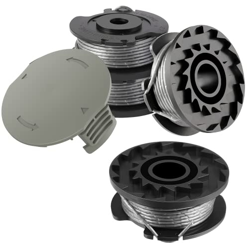 MAOZHOU Bobina a Filo per Tagliabordi,4 Pezzi Φ1,65mm 4,9m F016800569 F016800385 Bobina di Ricambio + F016F05320 Copertura,Bobine per Bosch EasyGrassCut 18 23 26 Decespugliatore