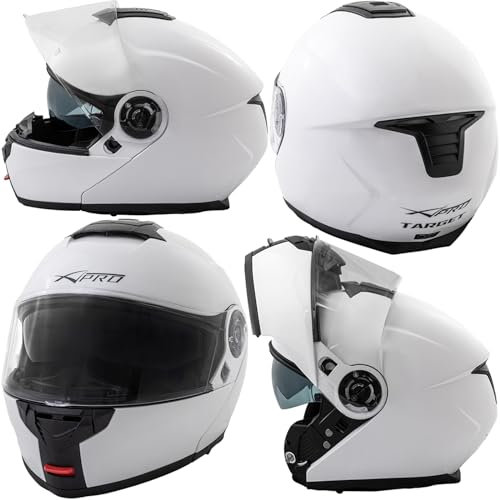 Motorradhelm Helm Klapphelm Innensonnenblende Modular Weiss XXL