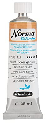 Schmincke - NORMA® Blue, 21220009, feinste wasservermalbare Künstler-Ölfarben, höchstpigmentiert, lichtecht, vegan, Heller Ocker gebrannt - 35 ml