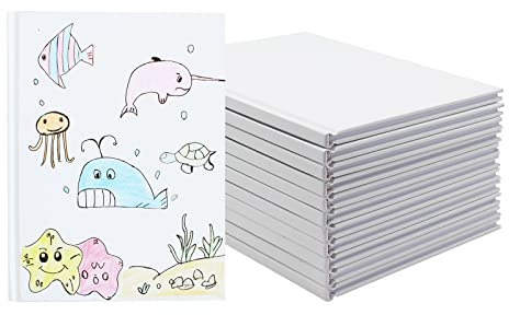 ZMCYN Lot de 12 livres blancs à couverture rigide vierges 15x20 cm, livre d'écriture d'histoire vierge non ligné, cahier à couverture blanche pour journalisation, esquisse, écriture (22 feuilles / 44